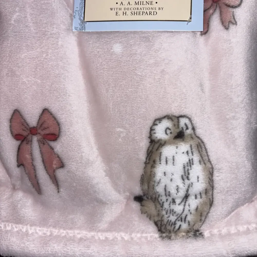 Winnie The Pooh Bear Collection Baby Blanket Blush Pink Bows Eeyore Owl Piglet